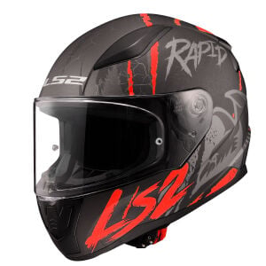 RAPID 2 RAVEN MAT SİYAH-BEYAZ-KIRMIZI KASK