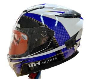 FF 938 WHİTE STİCKER1 BLUE KASK