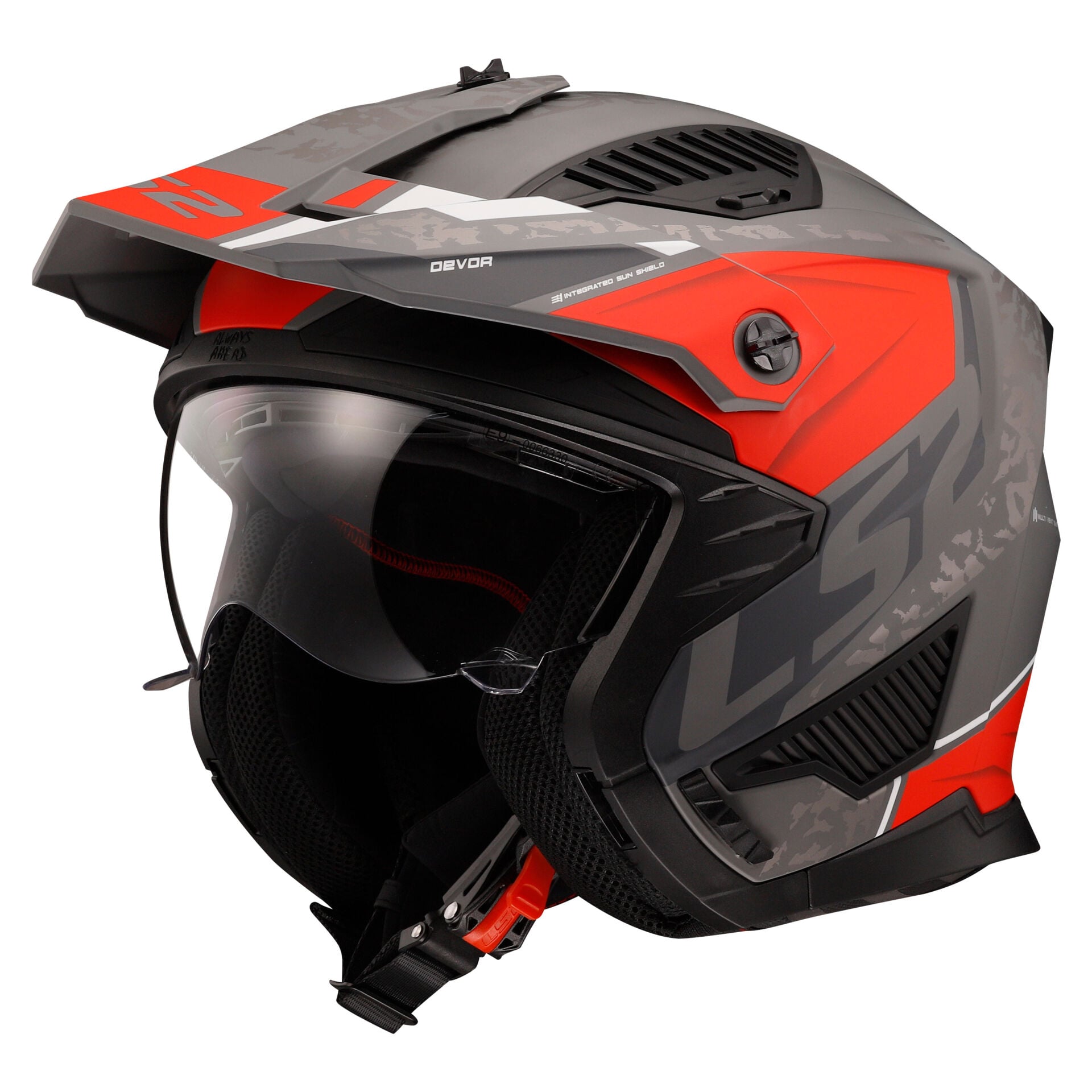 DRIFTER DEVOR MAT GRİ TITANYUM KIRMIZI KASK
