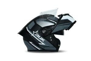 AUK01_02 GRİ BEYAZ SİYAH KASK