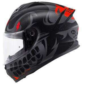 50.X BONES MAT SİYAH KIRMIZI KASK
