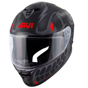 50.X BONES MAT SİYAH KIRMIZI KASK