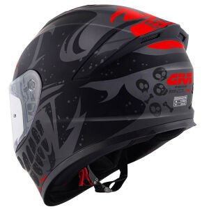 50.X BONES MAT SİYAH KIRMIZI KASK