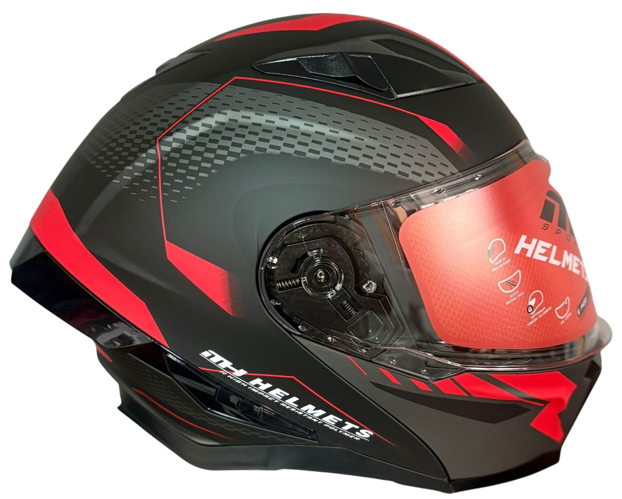 KT 928 MAT SİYAH STİCKER3 RED KASK