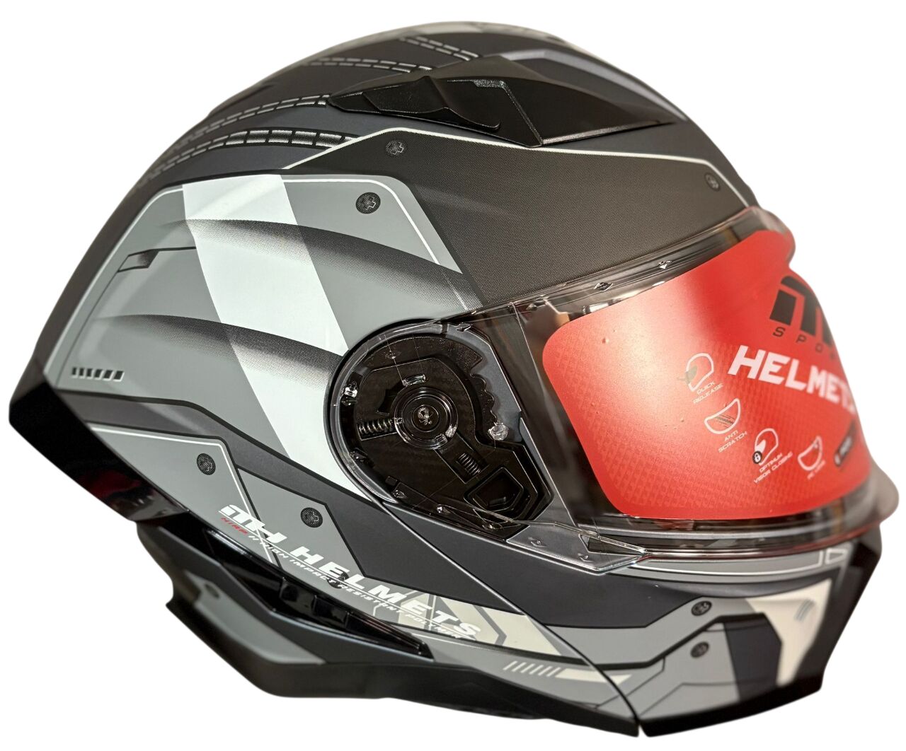 KT 928 MAT SİYAH STİCKER3 GREY KASK