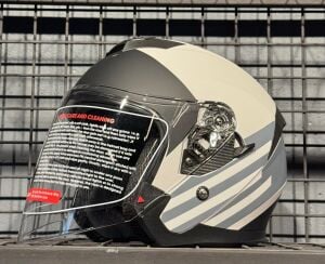 JK 526 GRİ BEYAZ SİYAH KASK