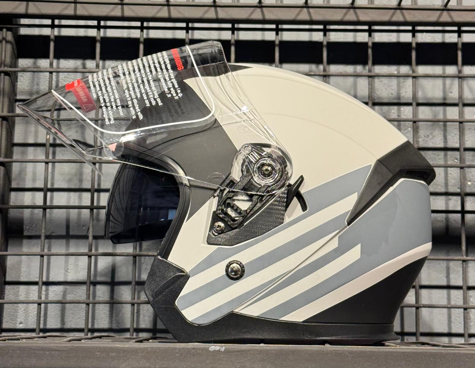 JK 526 GRİ BEYAZ SİYAH KASK