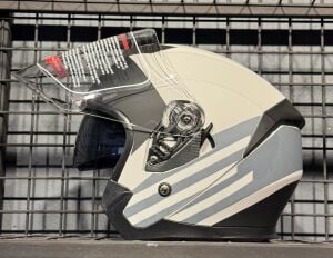 JK 526 GRİ BEYAZ SİYAH KASK