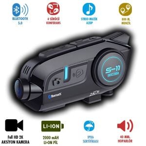 İNTERCOM BLUETOOTH KAMERALI S11